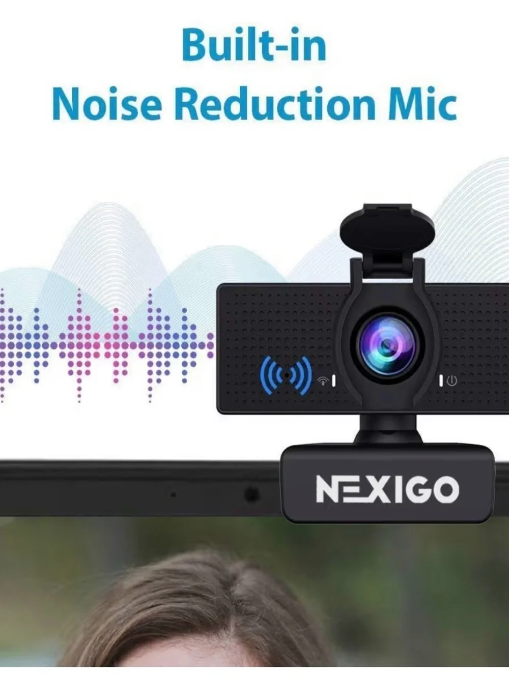 New! Nexigo Black HD Webcam with Built-in Privacy Shutter